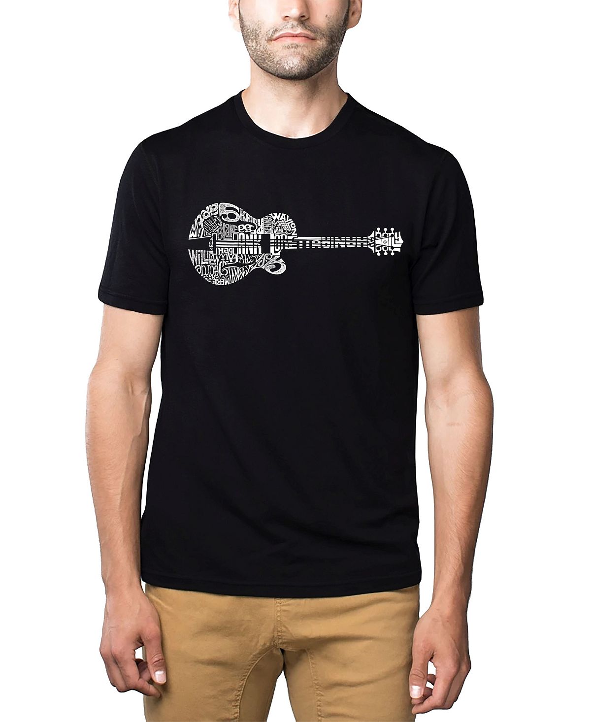 Мужская футболка premium word art - кантри-гитара LA Pop Art, черный