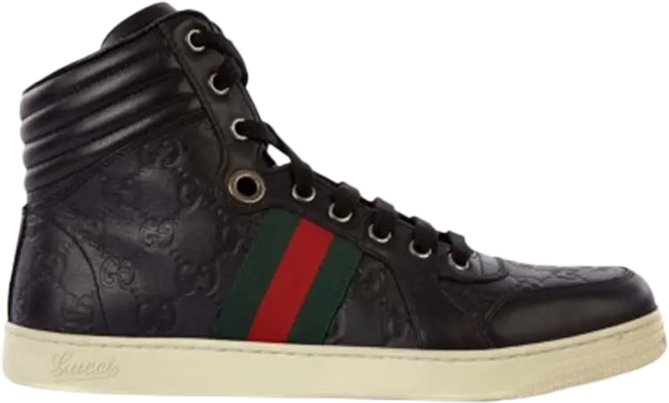 

Кроссовки Gucci Guccissima Web Leather Hi Top Black, черный
