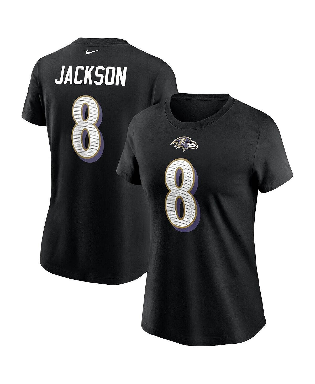 

Женская футболка lamar jackson black baltimore ravens с именем и номером Nike, черный