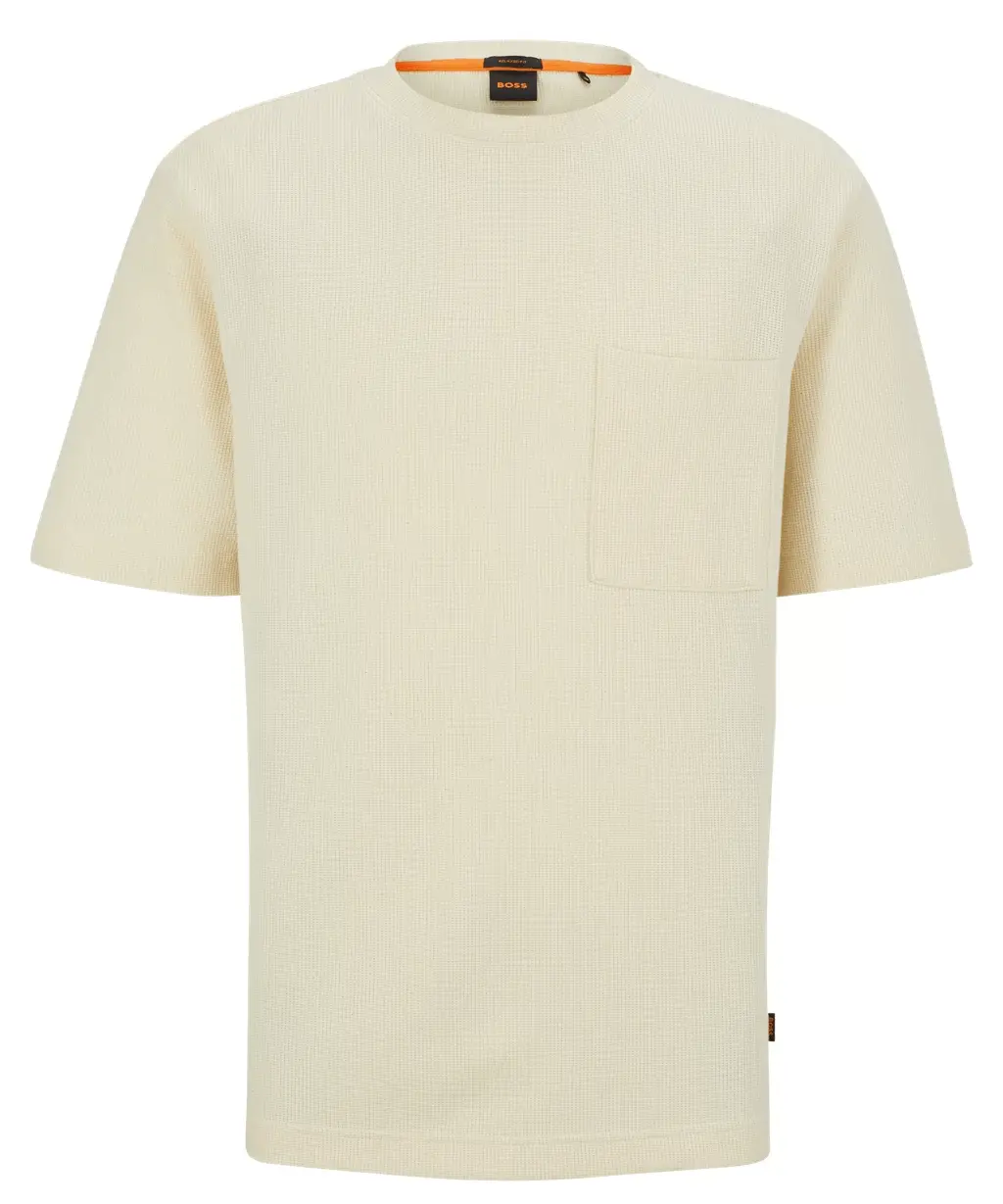 

Футболка Boss Relaxed-fit Cotton-blend With Waffle Structure, светло-бежевый