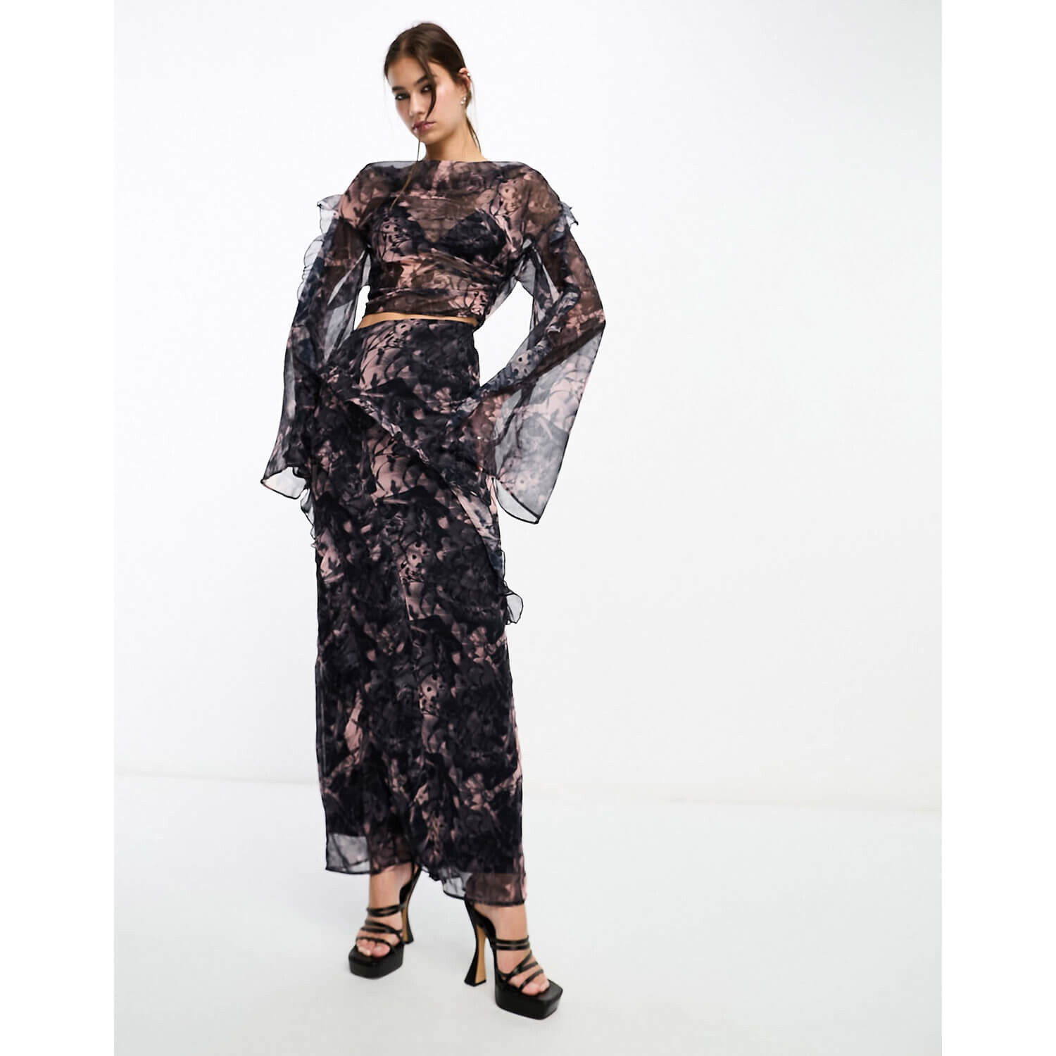 

Юбка Asos Design soft ruffle maxi, мультиколор
