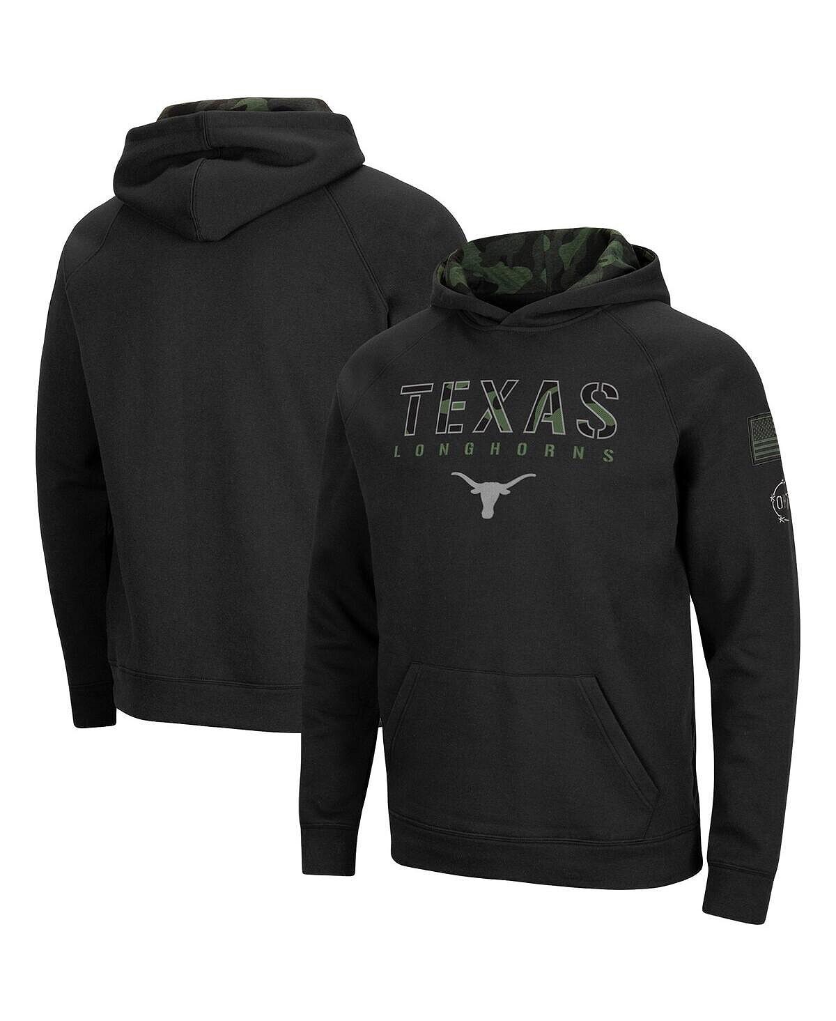 

Мужская черная толстовка с капюшоном и регланами texas longhorns oht в стиле милитари Colosseum, черный