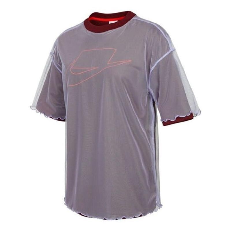 

Футболка Nike As W Nike Sportswear Tulle Ss Top Nike Sportswear, фиолетовый