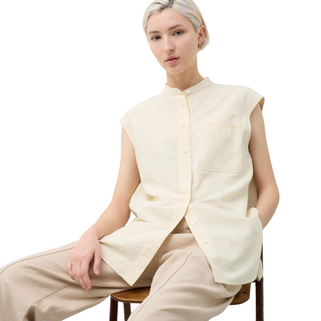 цена Рубашка Uniqlo х JW Anderson Linen Blend Sleeveless Longline, кремовый