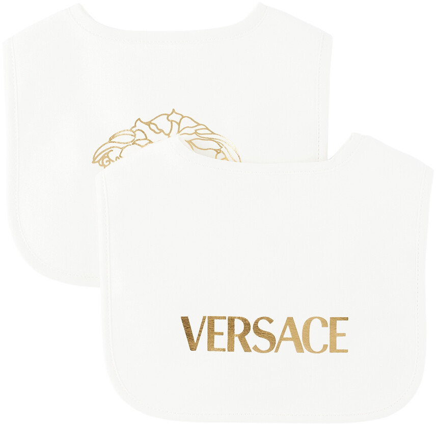 

Набор из двух белых нагрудников Medusa для малышей Versace