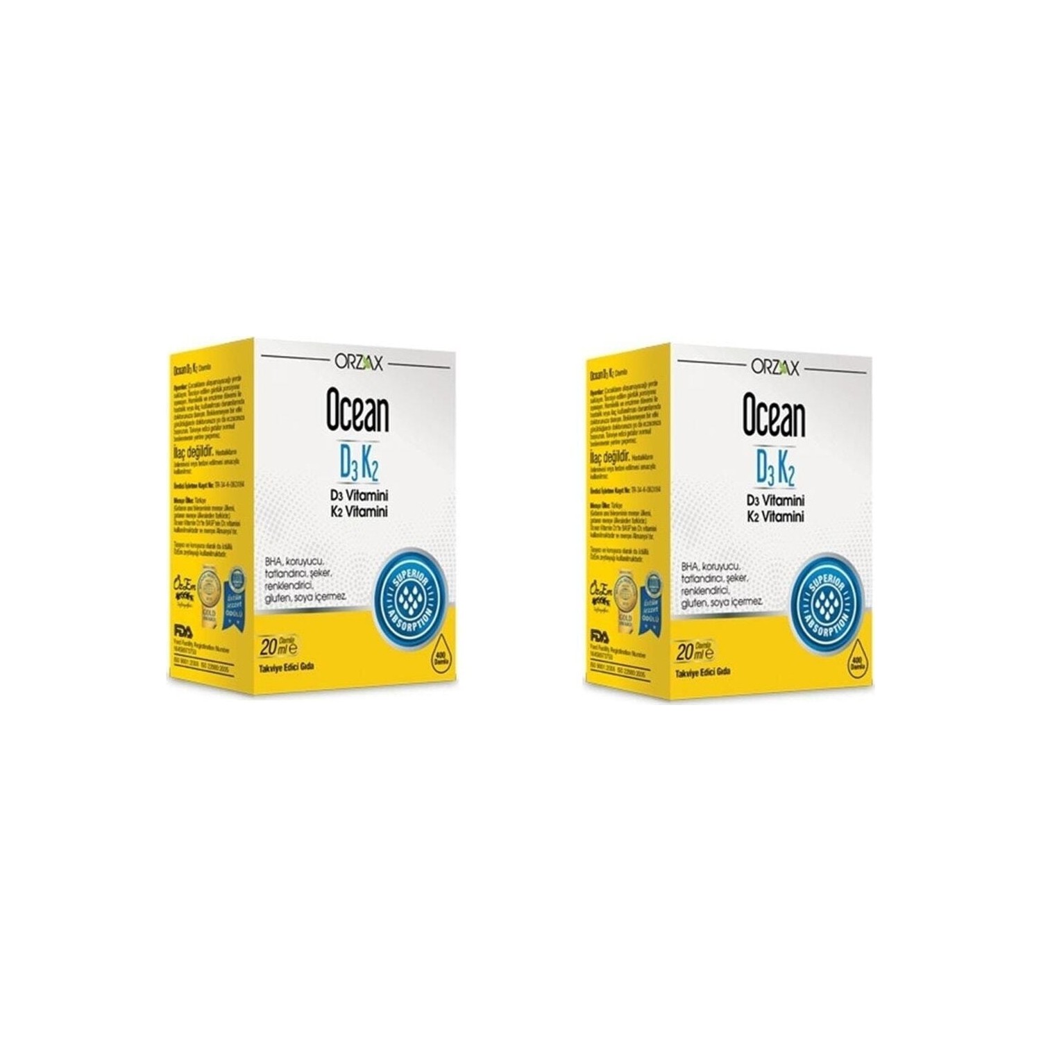 Витаминные капли Orzax Ocean D3 / K2, 2 флакона по 20 мл цена и фото