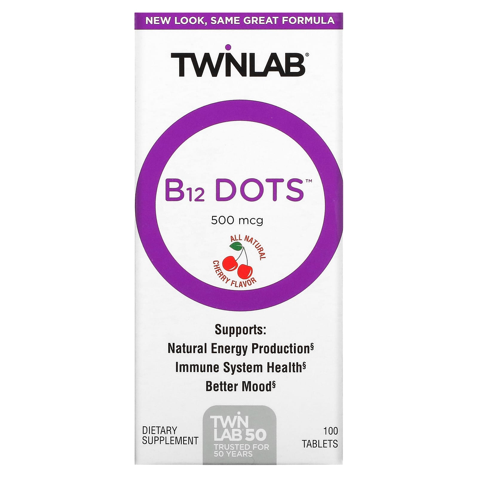Витамин B12 Twinlab Dots, вишня, 100 таблеток витамин b12 swanson вишня 60 таблеток