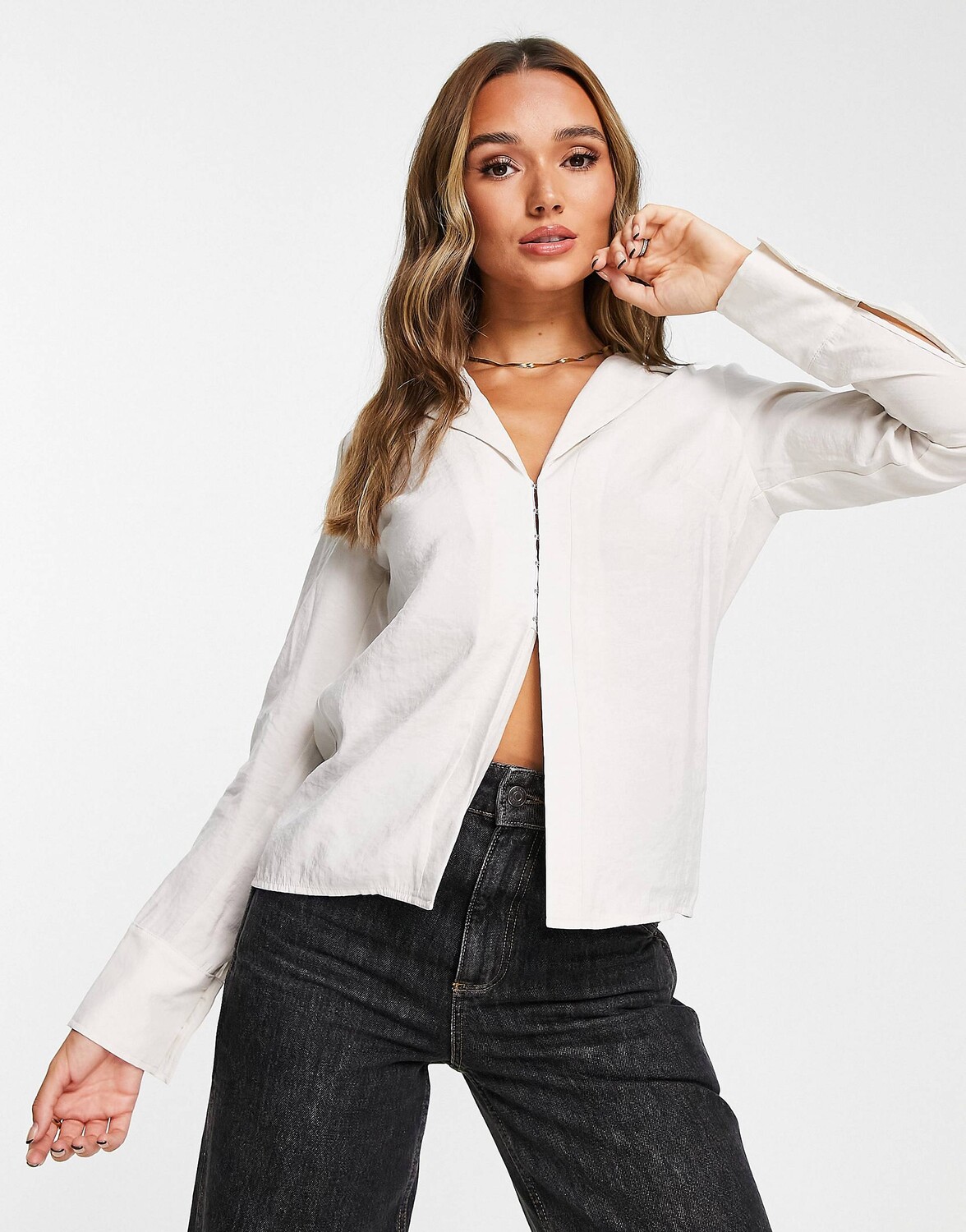 

Блузка с крючками и люверсами Topshop из камня