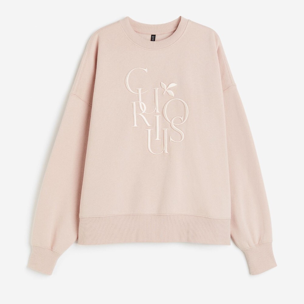 

Свитшот H&M Oversized With Motif Curious, светло-розовый