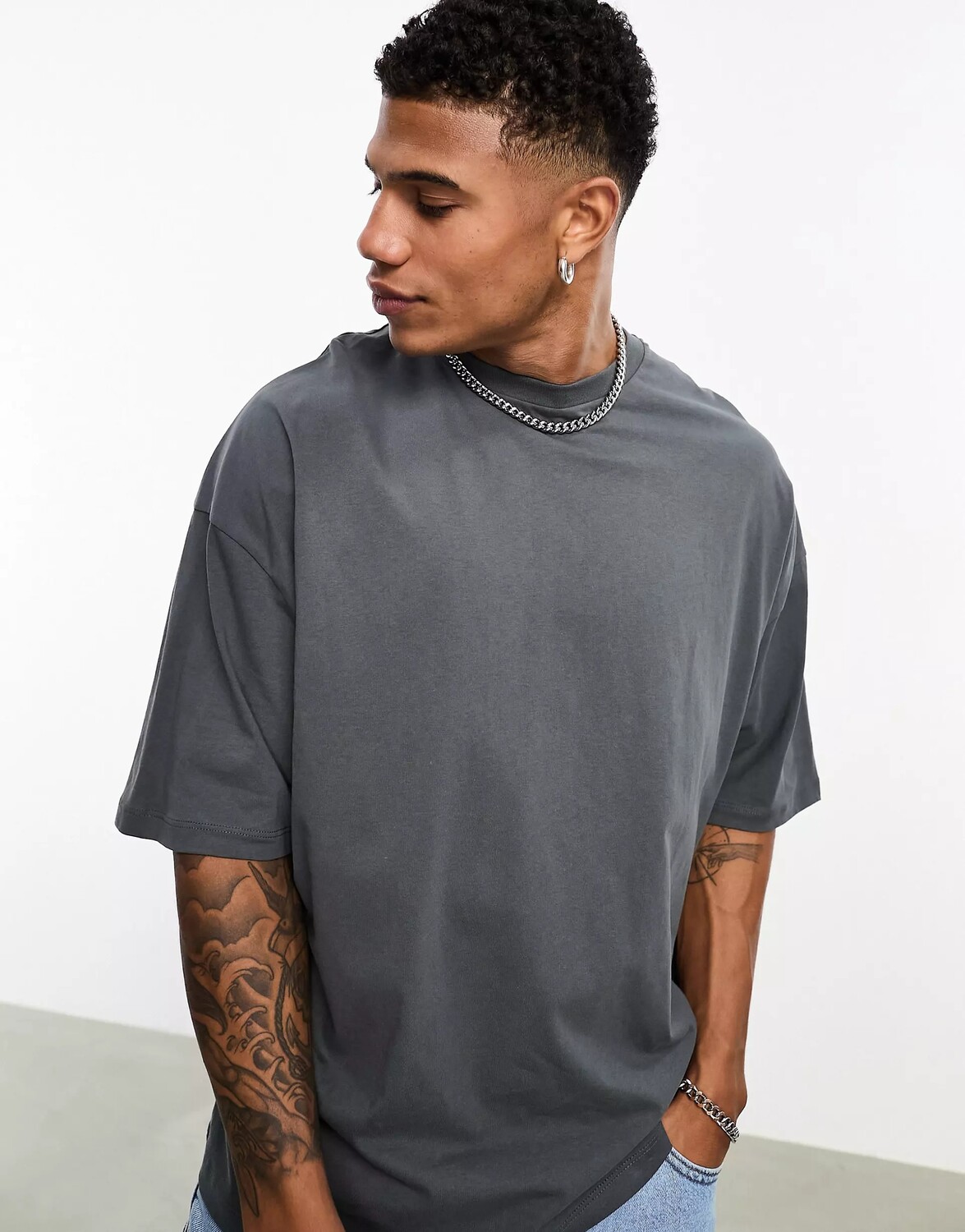

Футболка Asos Design Oversized With Berlin Text Back Print, серый
