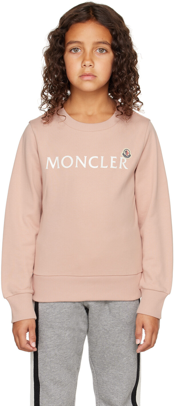 

Детская розовая толстовка с логотипом Moncler Enfant, Розовый