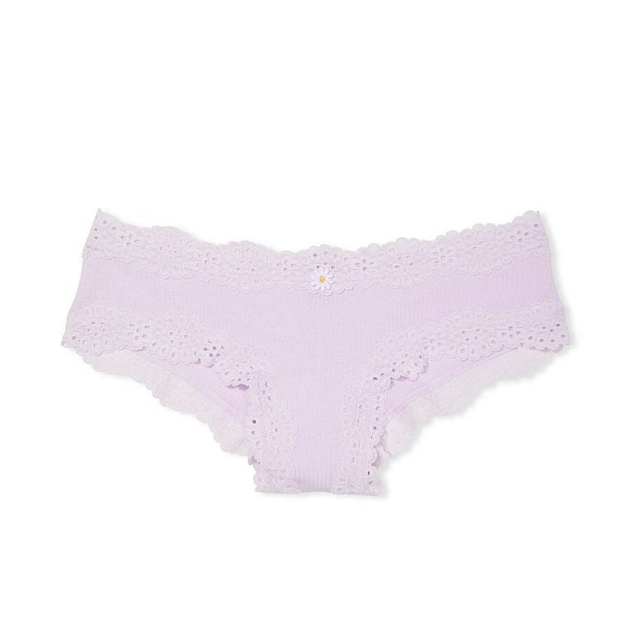 

Трусы Victoria's Secret Lace Waist Cotton Cheeky, бледно-фиолетовый