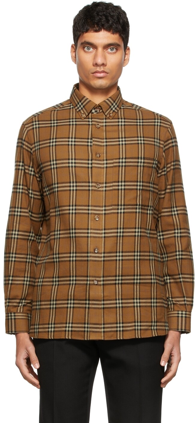 

Коричневая классическая клетчатая рубашка Burberry