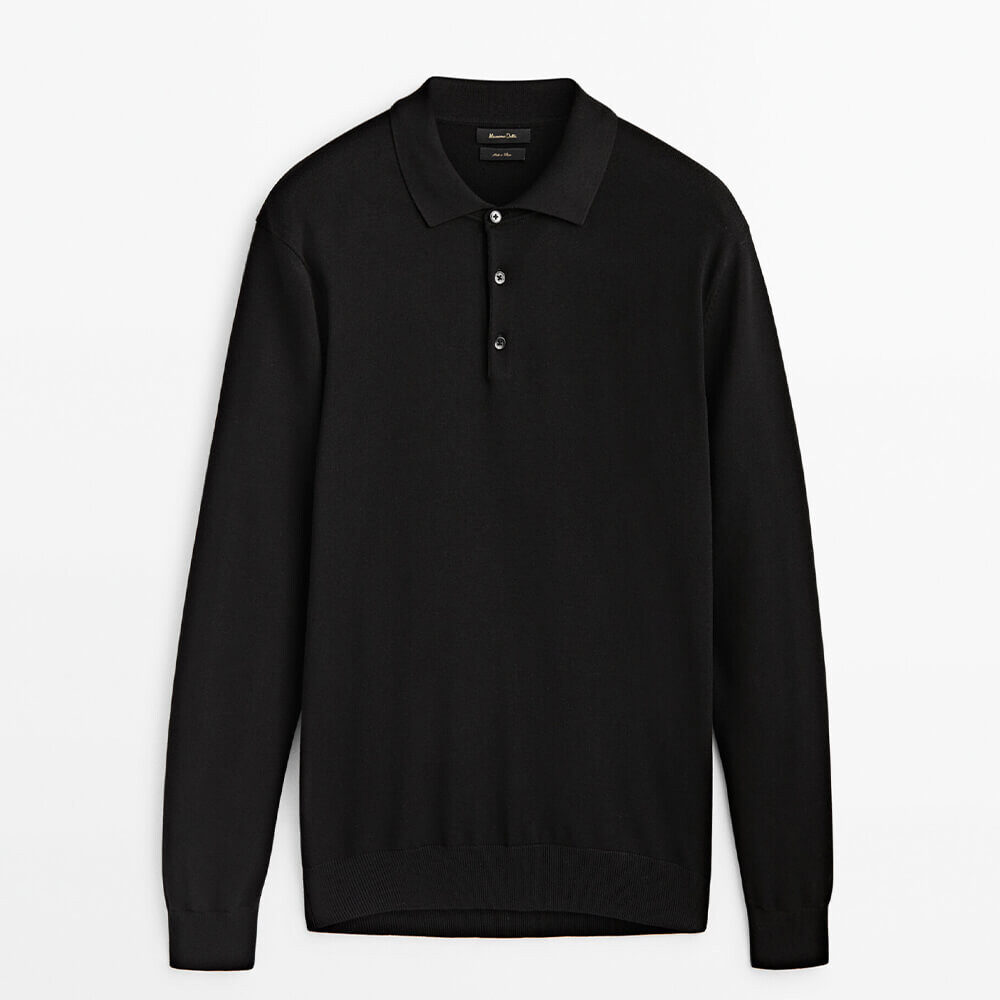 

Свитер Massimo Dutti Comfort Polo Collar Knit, чёрный