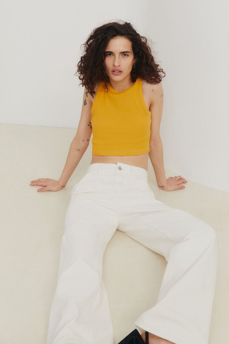 

Короткий топ без рукавов H&M, темно-желтый