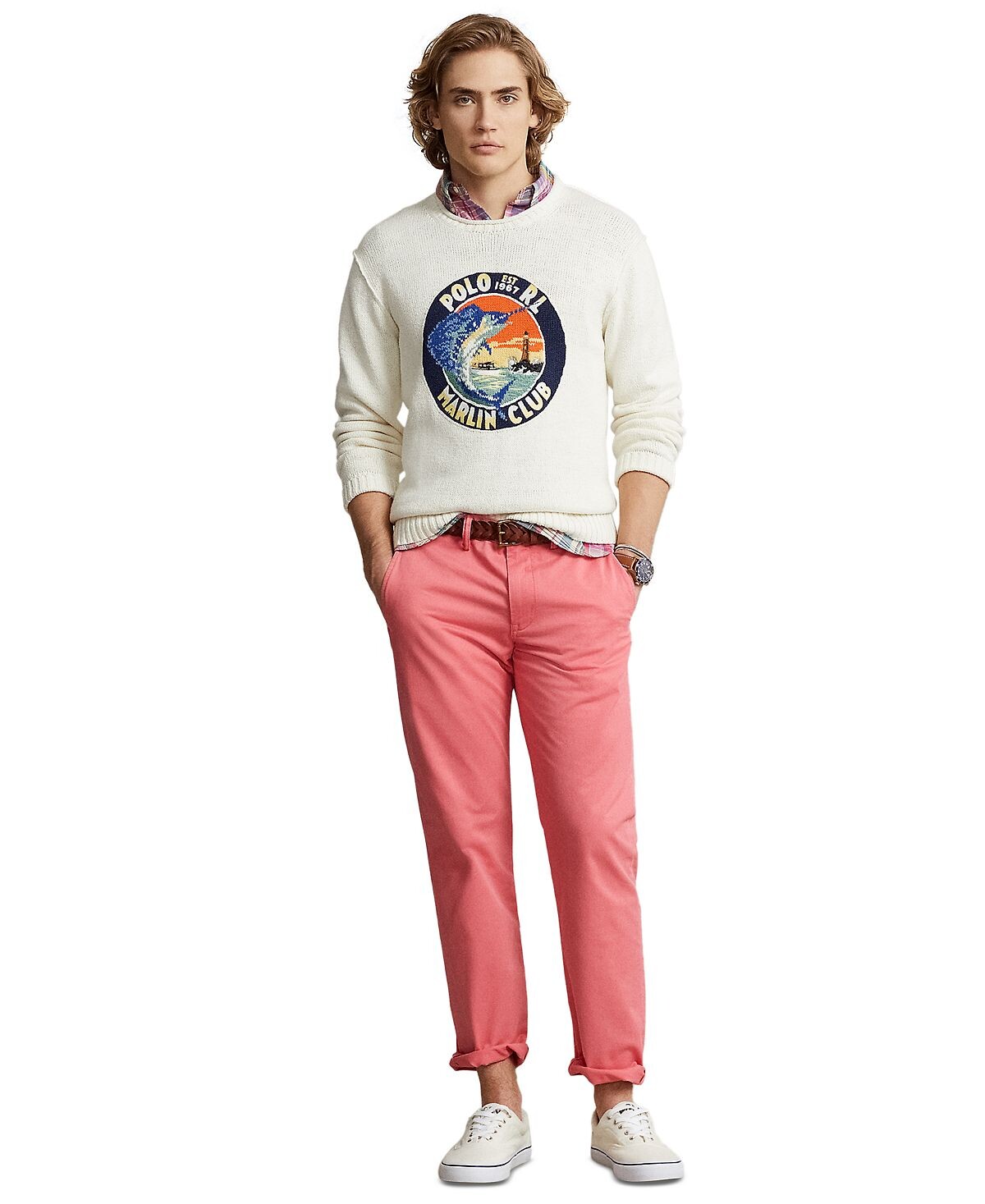 

Мужские эластичные брюки чинос прямого кроя Polo Ralph Lauren, Красный