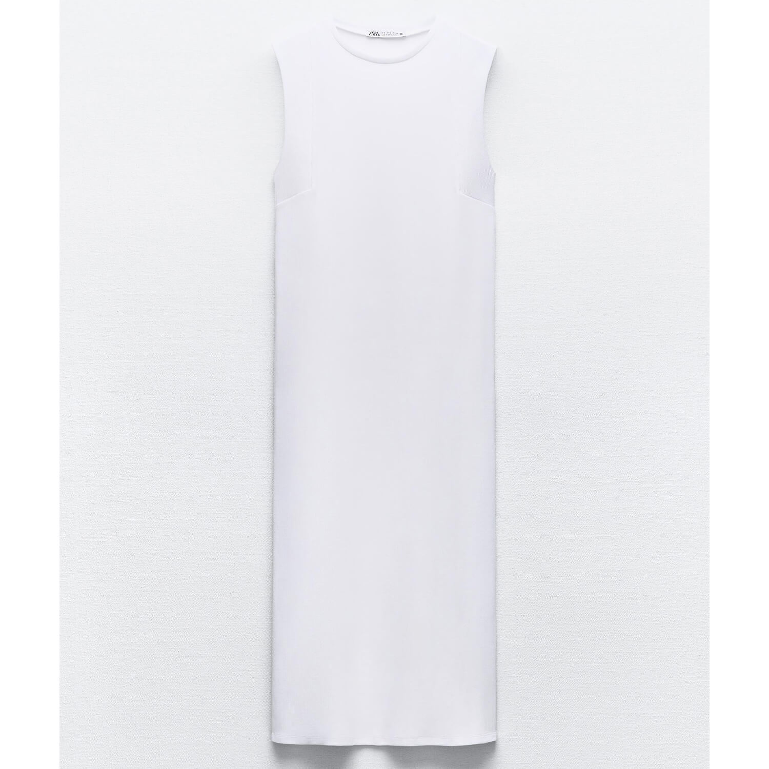 Платье Zara Ribbed Midi, белый