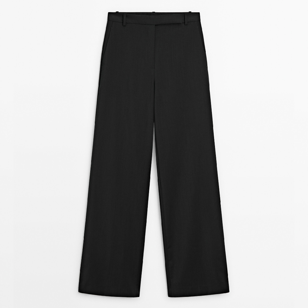 Брюки Massimo Dutti Cool Wool Suit, черный брюки massimo dutti windowpane check 110 s wool suit серый