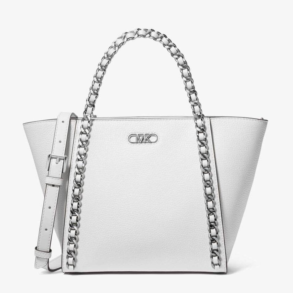 

Сумка-тоут Michael Michael Kors Westley Small Pebbled Leather Chain-Link, белый