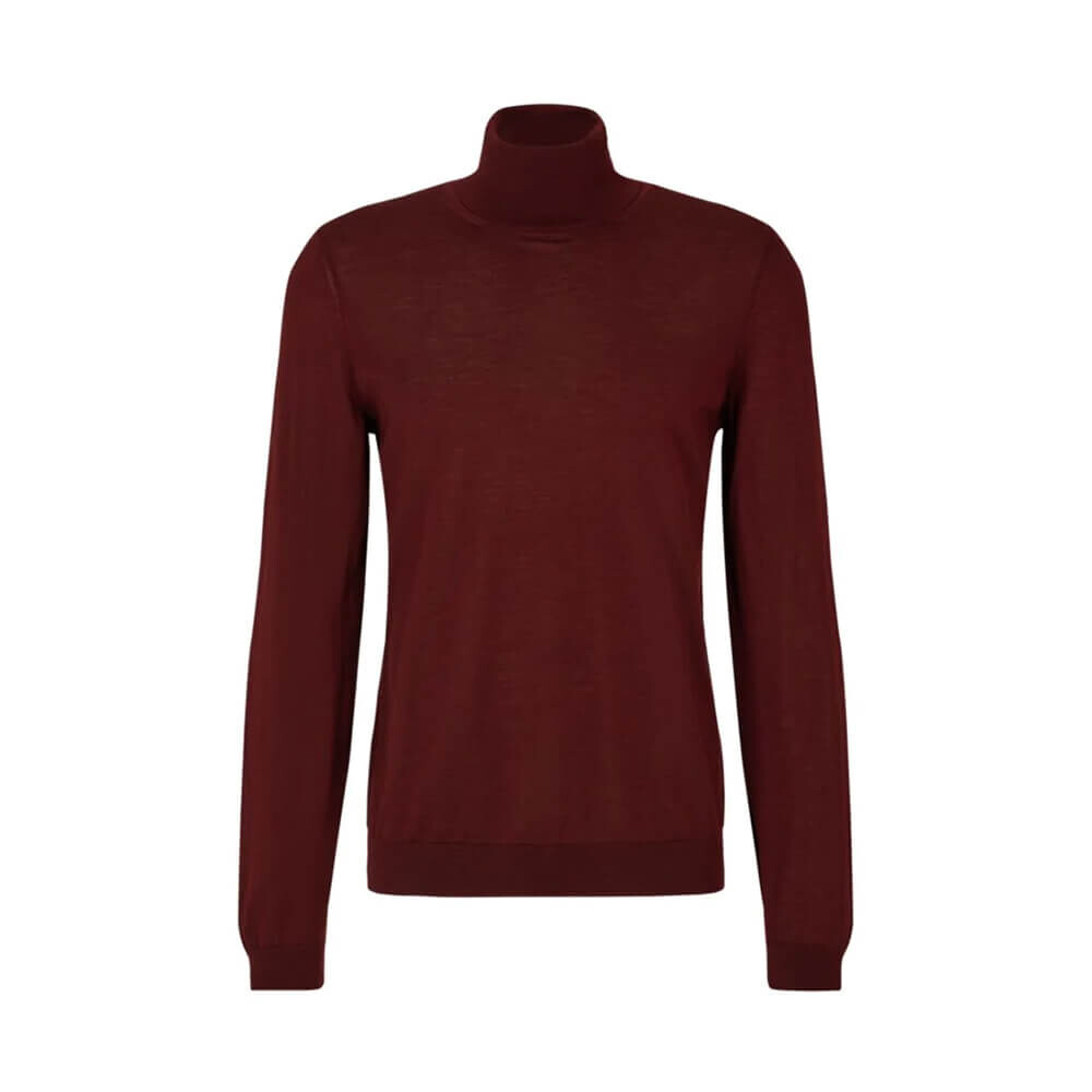 

Свитер Hugo Boss Slim-fit Rollneck in Virgin Wool, тёмно-красный