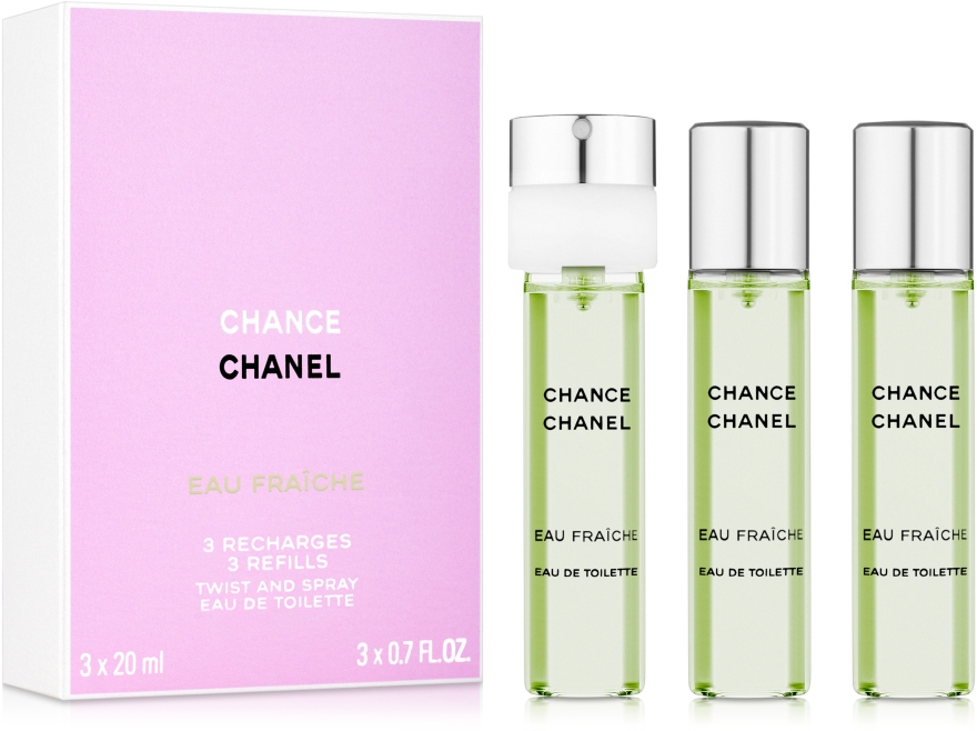 цена Туалетная вода Chanel Chance Eau Fraîche Twist And Spray Refill, 3х20 мл