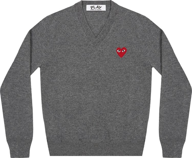 

Пуловер Comme des Garçons PLAY Heart V Neck Pullover 'Grey', серый