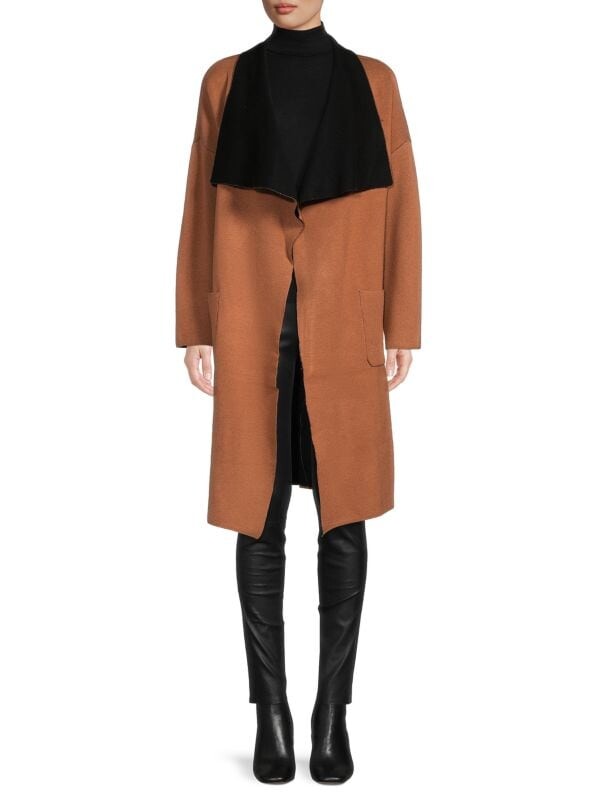 

Кардиган Tahari Duster с открытым передом, коричневый / черный