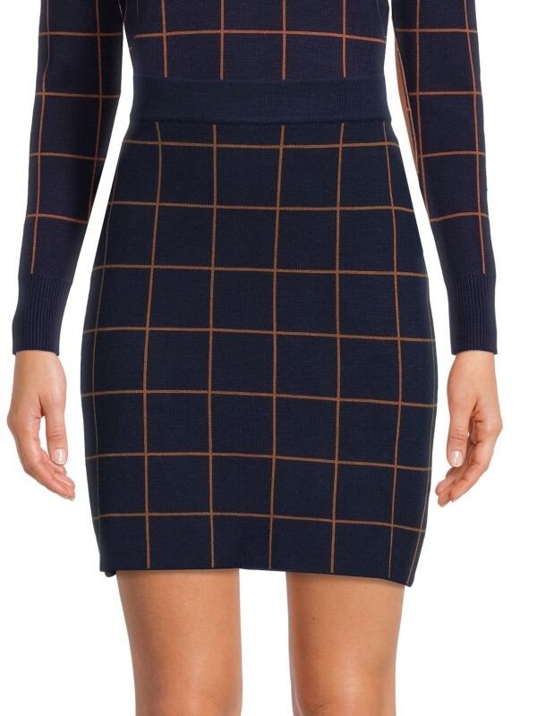 

Юбка Saks Fifth Avenue с классическим клетчатым узором, navy