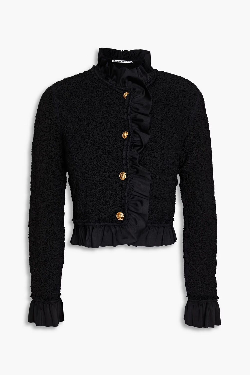 

Пиджак из атласного джерси с оборками и сборками Alexander Wang, черный