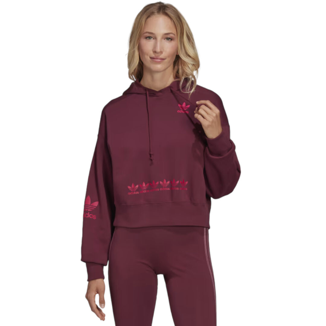

Толстовка Adidas Originals Logo Play Cropped, бордовый