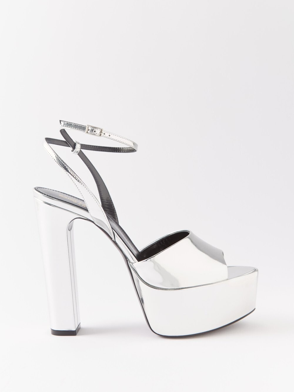 

Кожаные босоножки jodie 95 на платформе Saint Laurent, серебряный