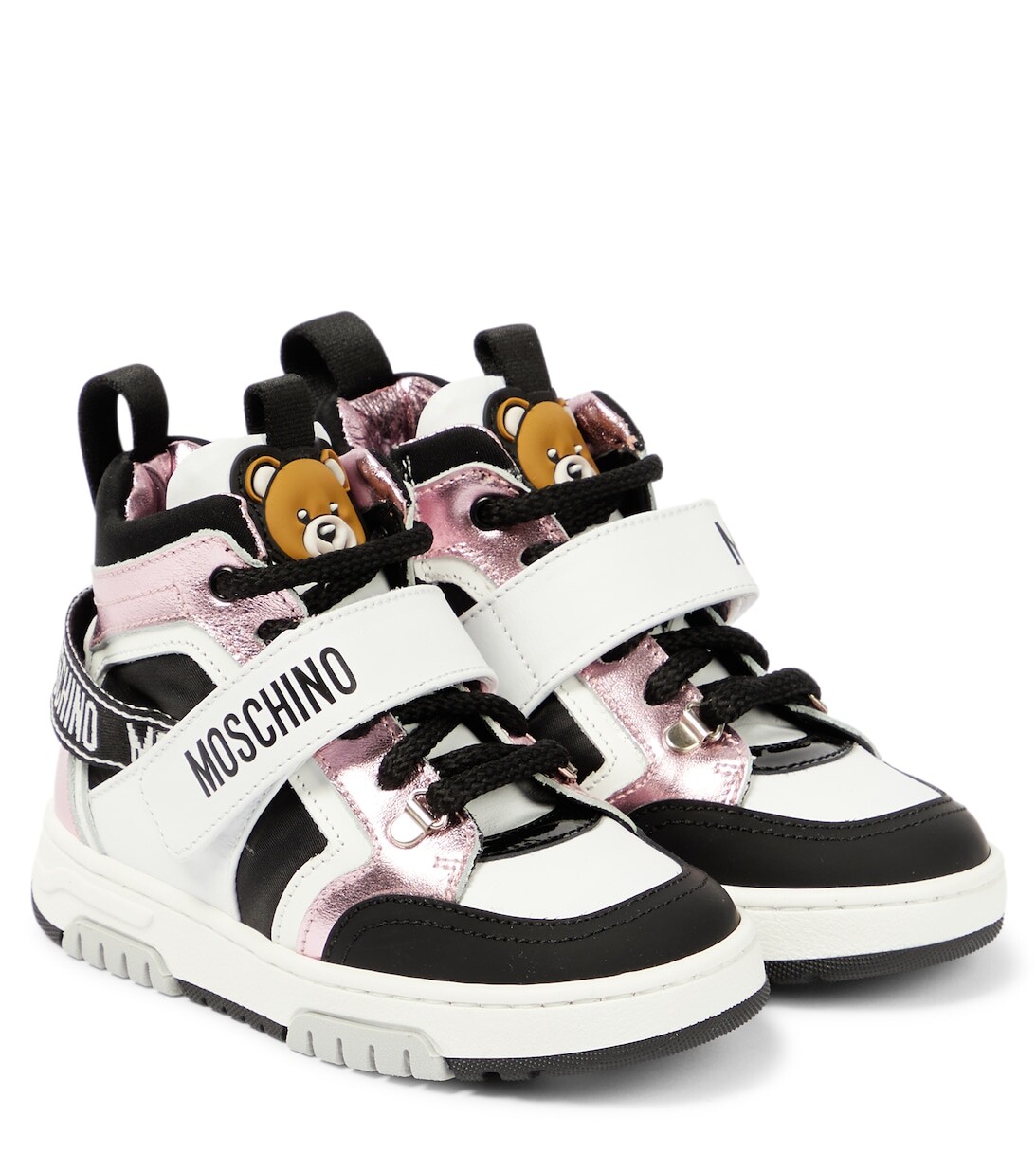

Кожаные кроссовки с логотипом Moschino, белый