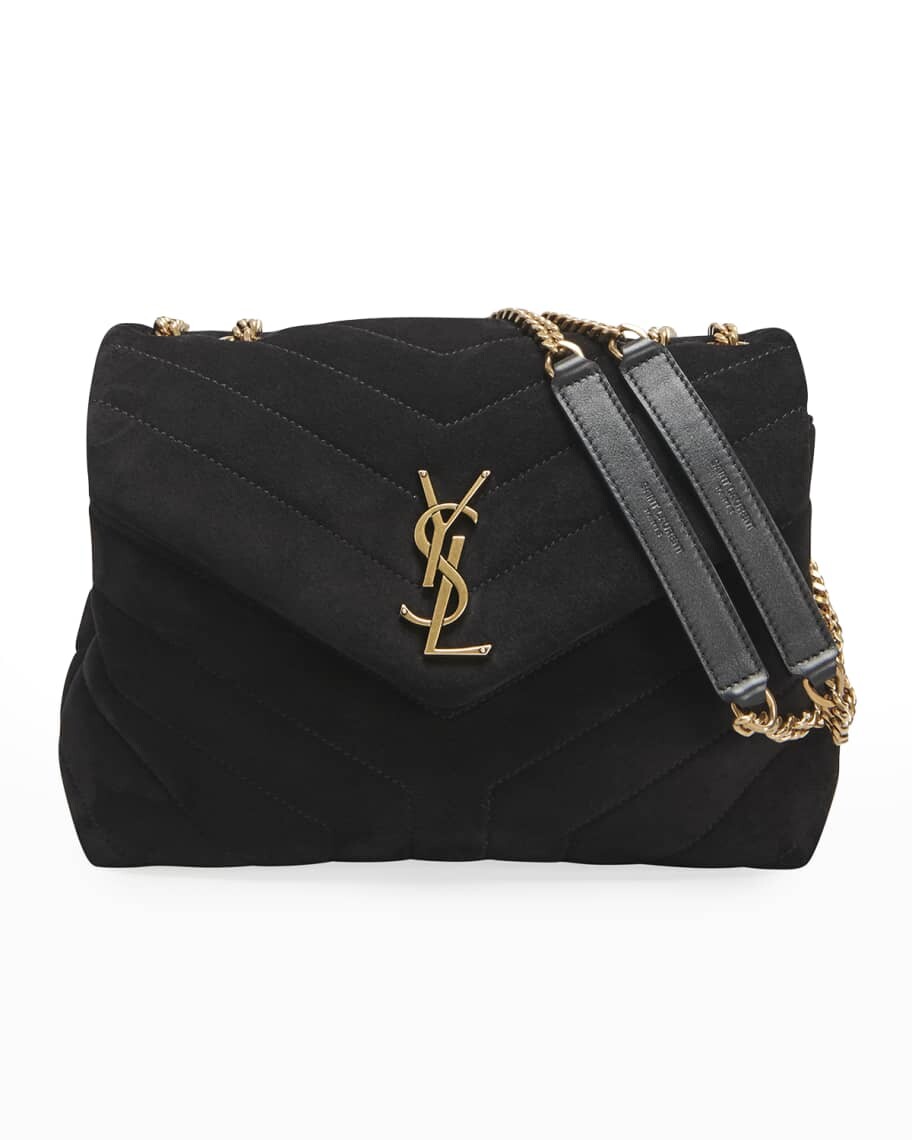 

Маленькая замшевая сумка через плечо Loulou YSL с V-образным клапаном и монограммой Saint Laurent
