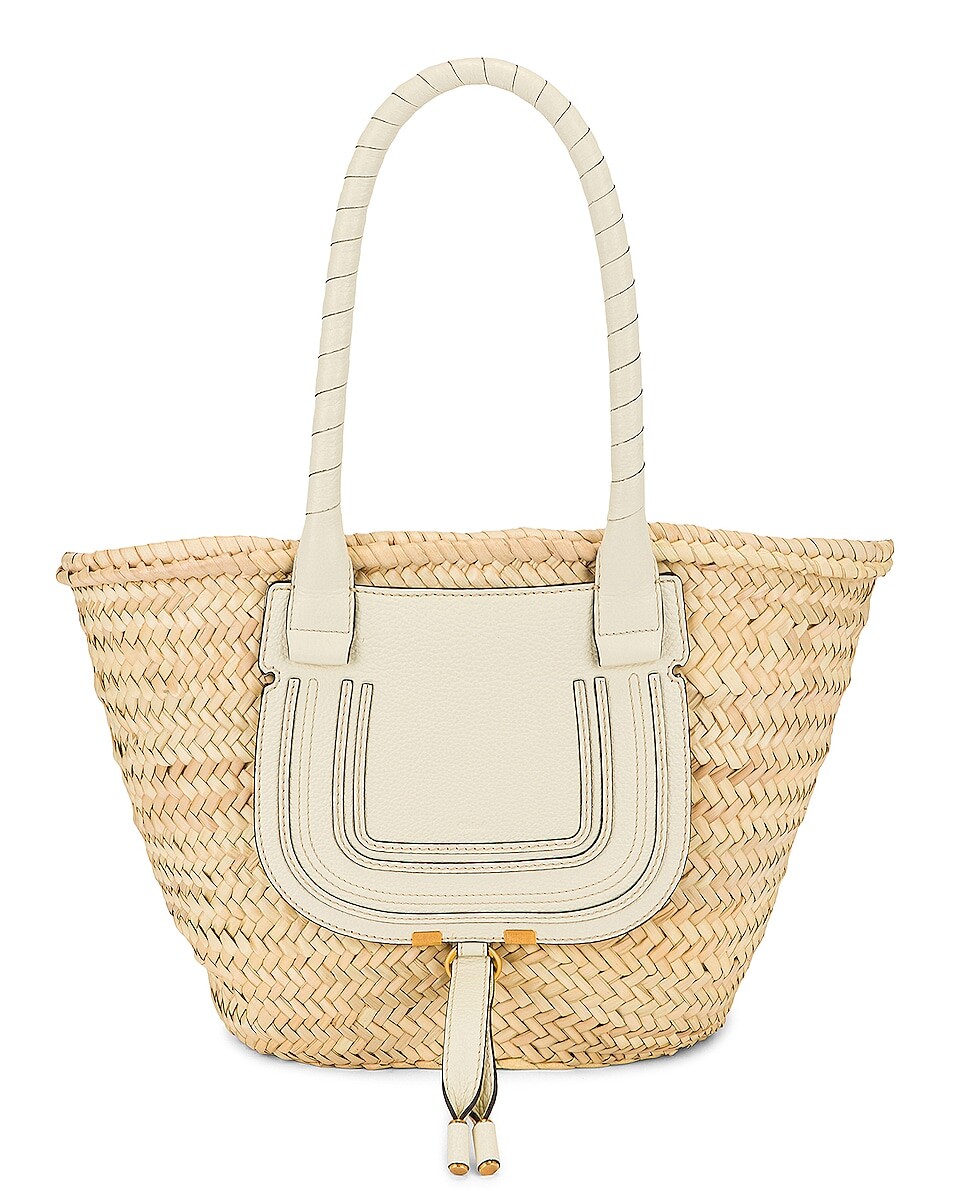 Сумка через плечо Chloe Medium Marcie Raffia Tote, цвет Natural White