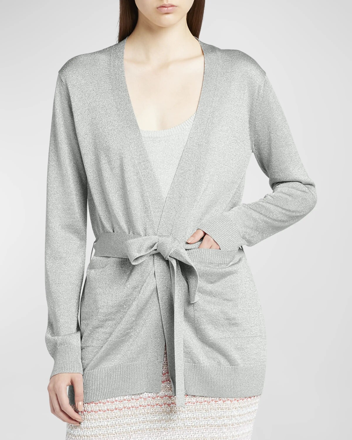

Кардиган с металлизированной запахом Missoni, цвет Silver