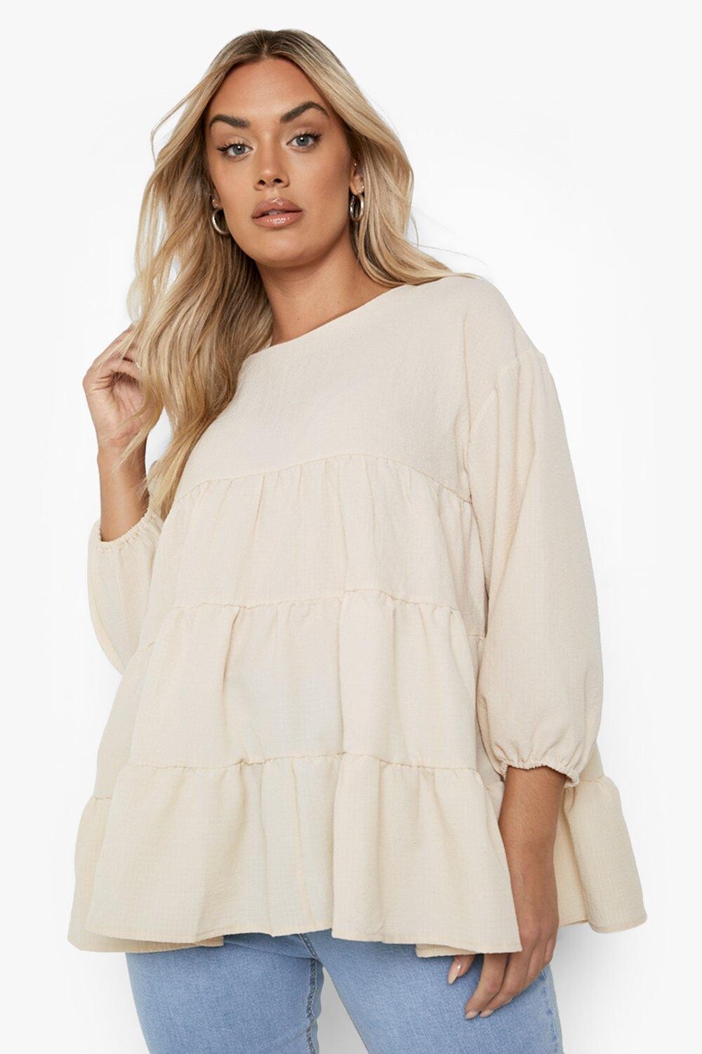 Топ plus с мятким ярусом Boohoo, серый