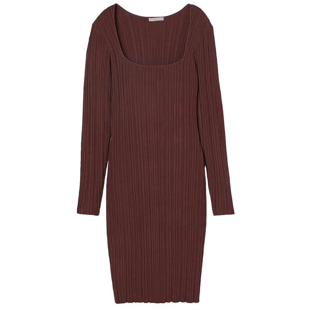 

Платье H&M Ribbed Knit, красно-коричневый