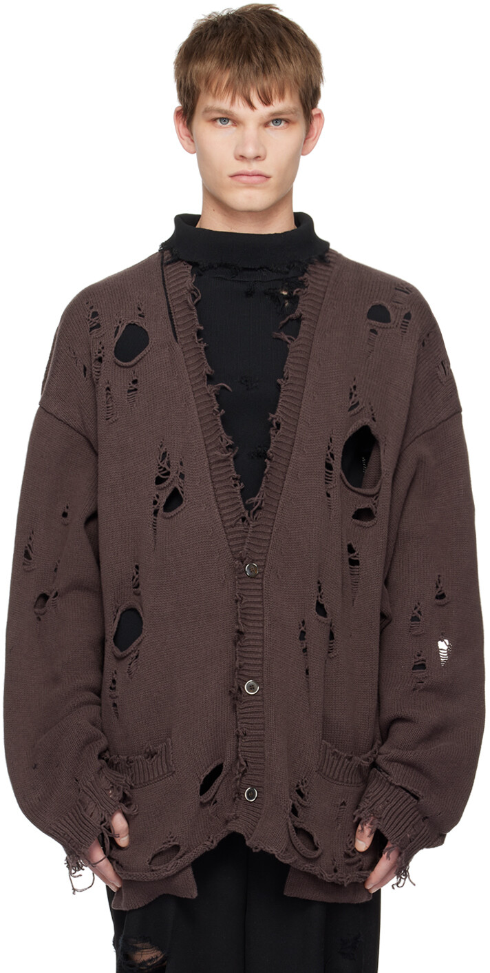 

Коричневый рваный кардиган Doublet