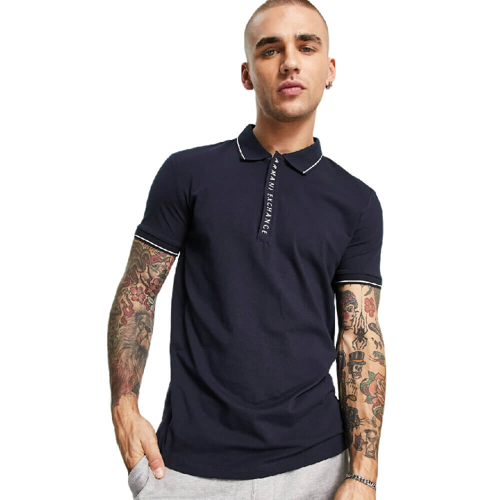

Рубашка-поло Armani Exchange Logo Collar, темно-синий