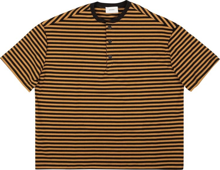 

Футболка Rhude Striped Ponte Roma Henley T-Shirt Brown, коричневый