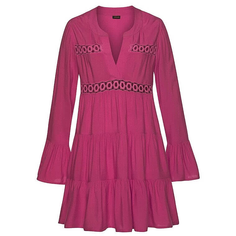 

Платье Lascana V-neck Ruffle, розовый