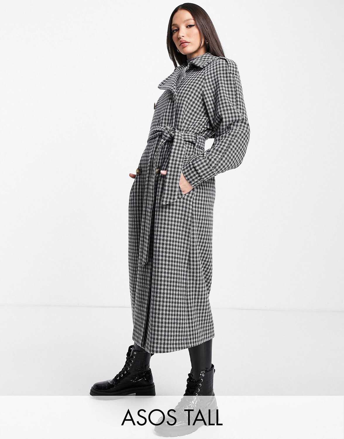 

Пальто оверсайз в клетку ASOS DESIGN Tall
