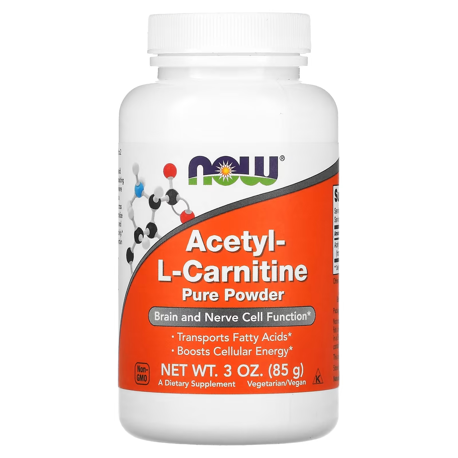 Ацетил L-карнитин NOW Foods, 85 г ацетил l карнитин гидрохлорид 85 г now foods