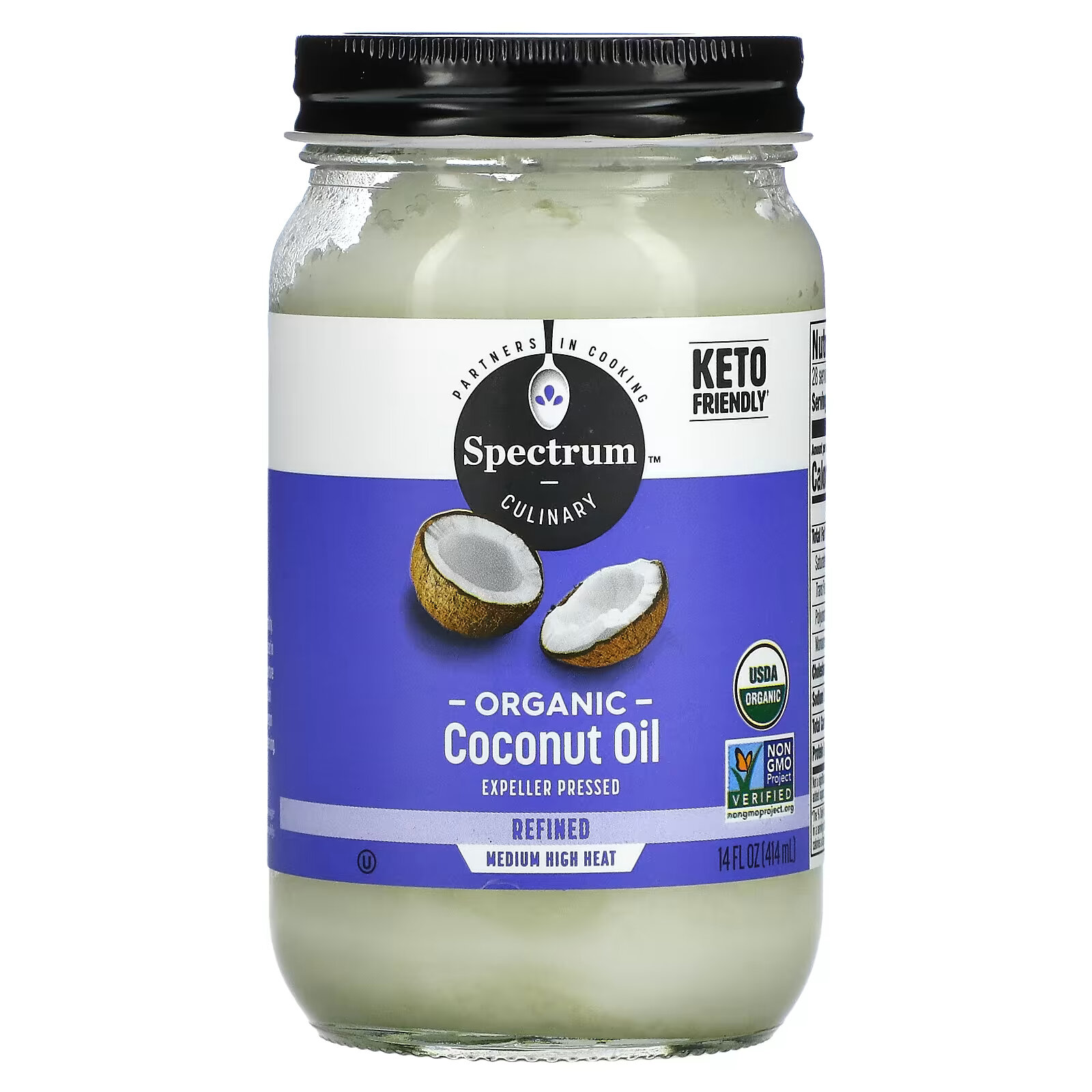 Кокосовое масло Spectrum Culinary рафинированное, 414 мл spectrum culinary органическое кокосовое масло холодного отжима нерафинированное 14 жидких унций 414 мл
