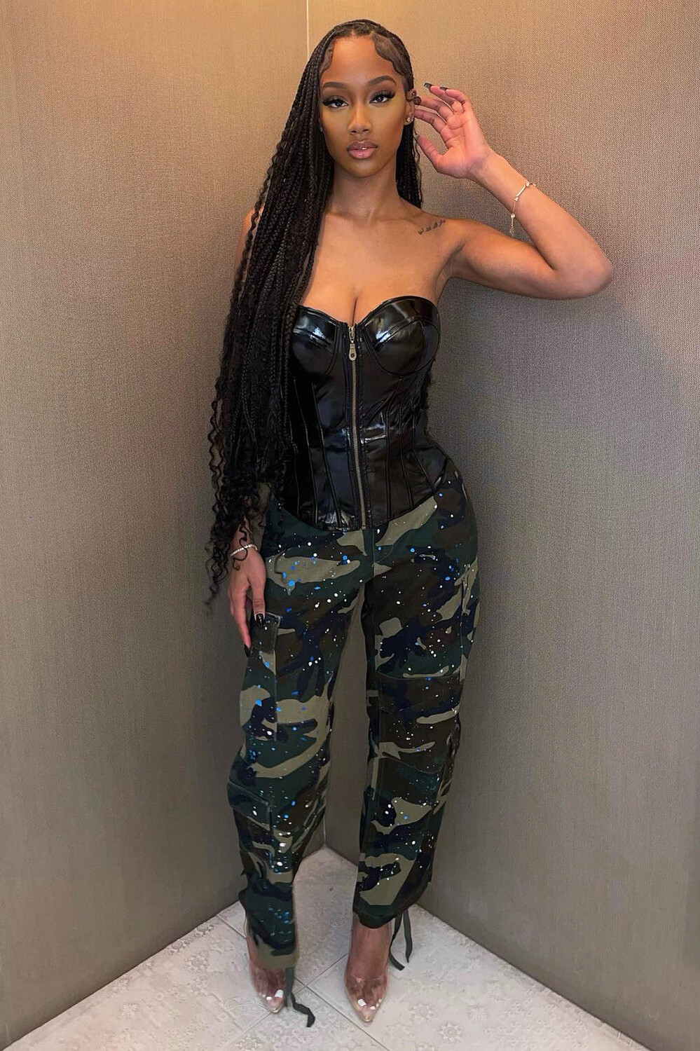 

Брюки карго Fashion Nova SK0681, камуфляж, Серый