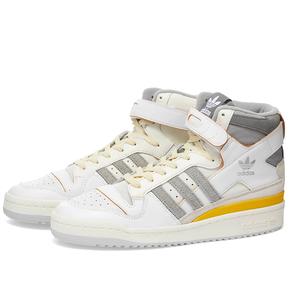 Мужские кроссовки высокие Adidas Forum 84 Hi, белый/серый cyberpunk yellow grey