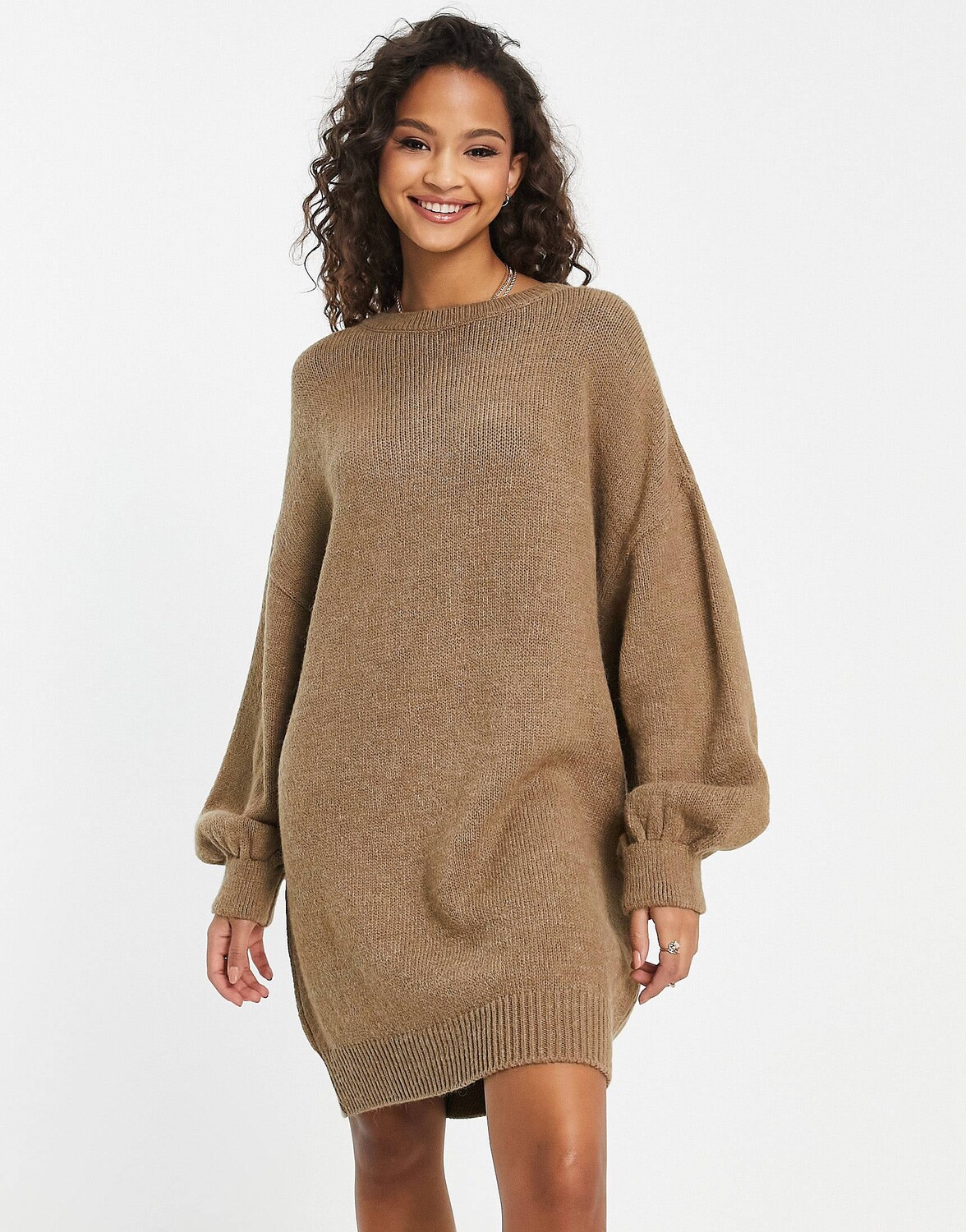 

Трикотажное мини-платье верблюжьего цвета ASOS DESIGN