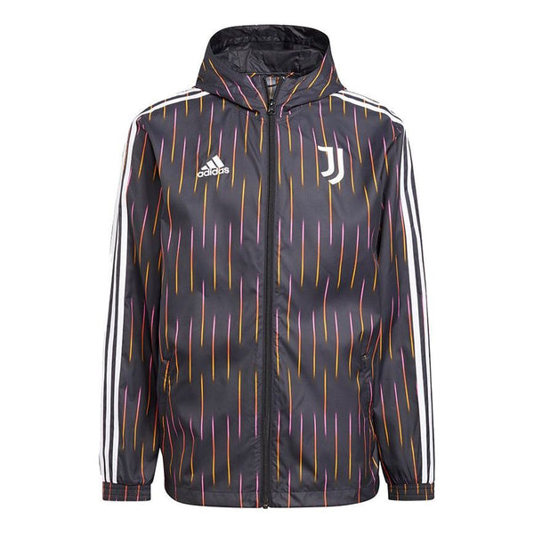 Куртка Adidas Juve Windbreakr Juventus Soccer/Football Training Sports hooded Logo Black, Черный
