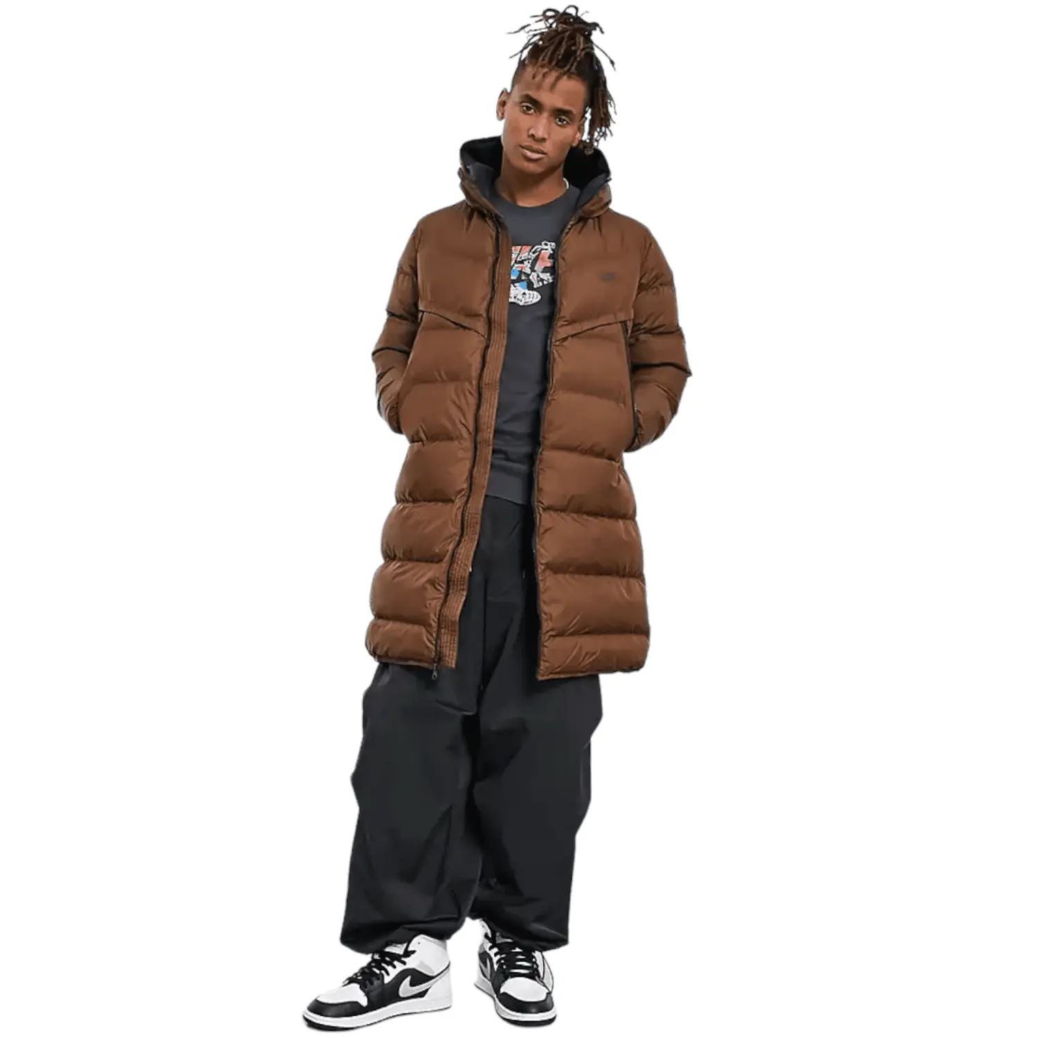 Куртка Nike Longline Puffer Duvet In Cacao Wow, коричневый
