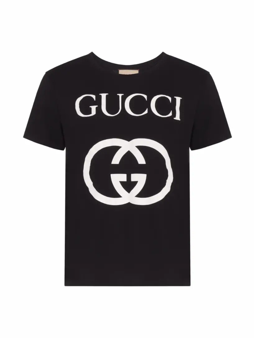 

Хлопковая футболка с логотипом Gucci, Черный